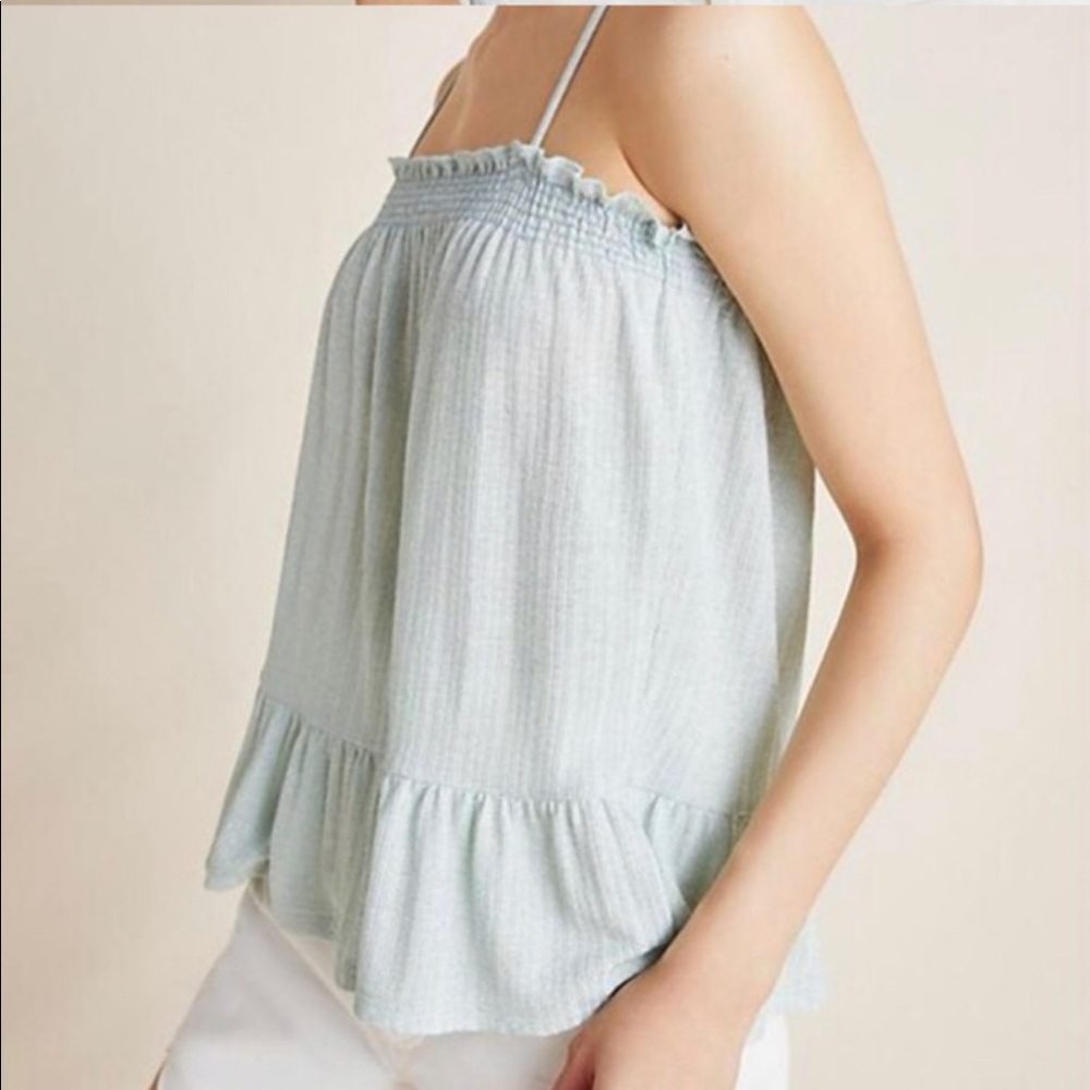 Anthropologie Amadi Wyatt Shimmer Tank Top Mint